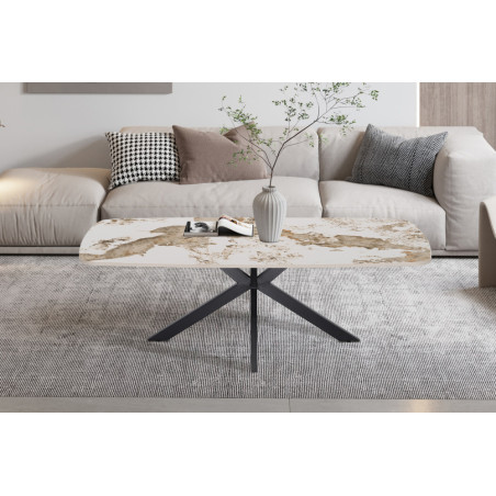 Table basse ovale 130 cm ALBATRE plateau en pierre frittée