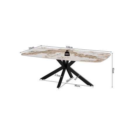 Table basse ovale 130 cm ALBATRE plateau en pierre frittée