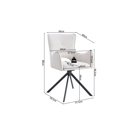 Chaise pivotante BOULEAU en tissu