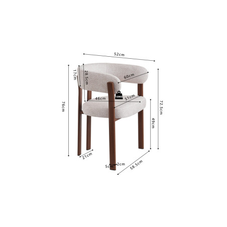 Chaise avec accoudoirs JULEP en tissu