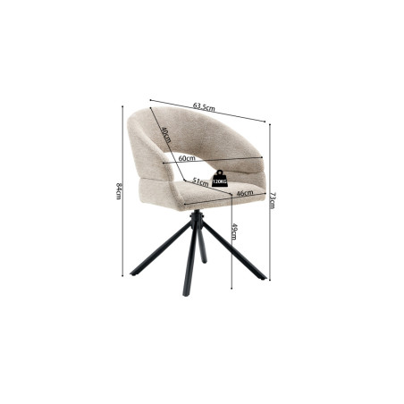 Chaise pivotante AMBROISIE en tissu