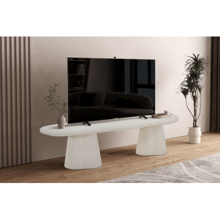 Meuble TV 160 cm FALAISE aux formes organiques effet ciment