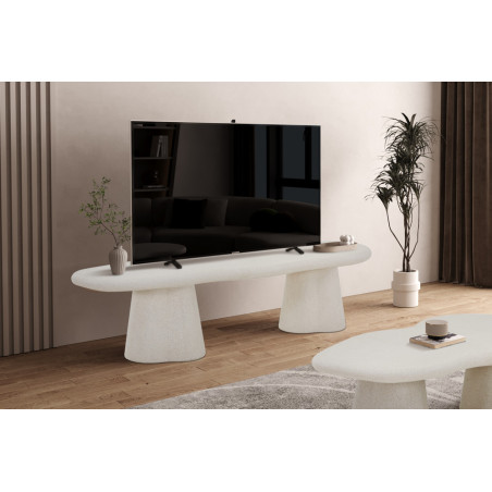 Meuble TV 160 cm FALAISE aux formes organiques effet ciment