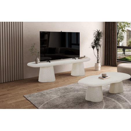 Meuble TV 160 cm FALAISE aux formes organiques effet ciment