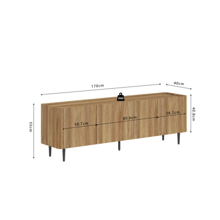 Meuble TV 170 cm KUMO en décor chêne naturel