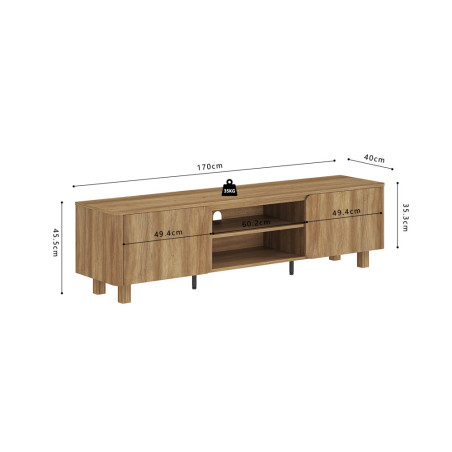 Meuble TV 170 cm MARELLE en décor chêne naturel