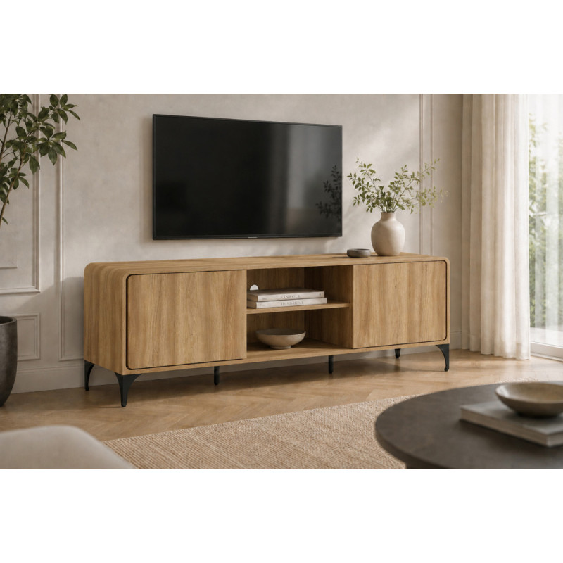 Meuble TV 170 cm FLORALIE en décor chêne naturel