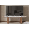 Meuble TV 160 cm EVIANE plateau pierre frittée beige veinée