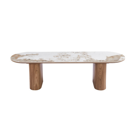 Meuble TV 160 cm EVIANE plateau pierre frittée beige veinée