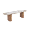 Meuble TV 160 cm EVIANE plateau pierre frittée beige veinée