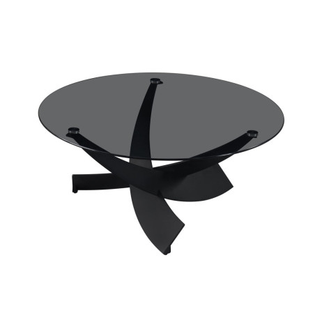 Table basse ronde 90 x 90 cm WILLOW plateau en verre