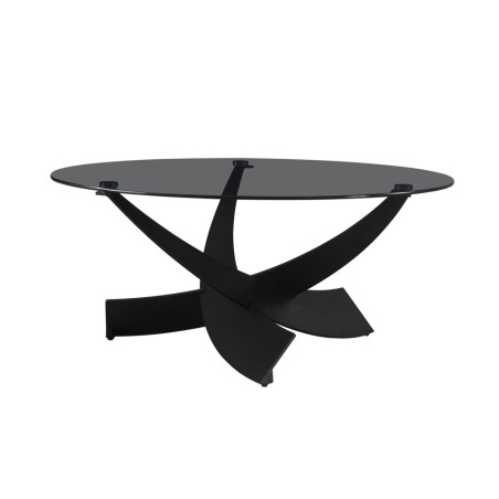 Table basse ronde 90 x 90 cm WILLOW plateau en verre