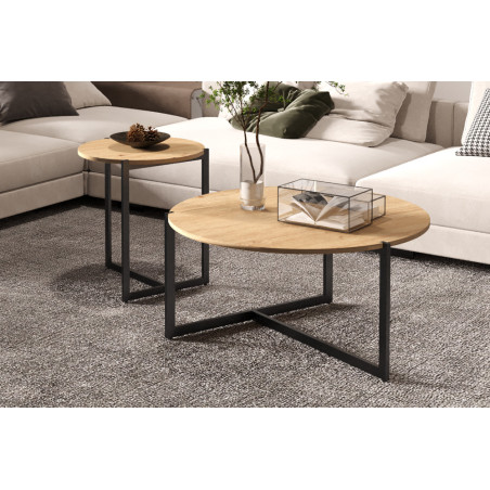 Set de 2 tables basses PALOMA en décor chêne vieilli