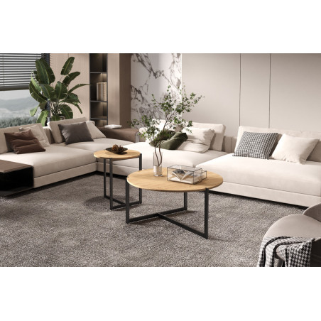 Set de 2 tables basses PALOMA en décor chêne vieilli