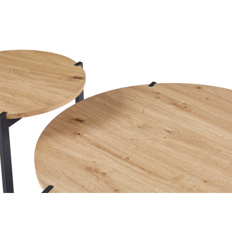 Set de 2 tables basses PALOMA en décor chêne vieilli