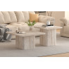 Set de 2 tables basses BAMBOU en décor travertin beige