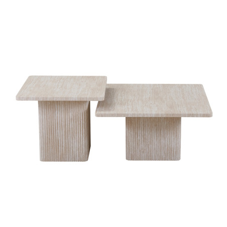 Set de 2 tables basses BAMBOU en décor travertin beige