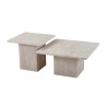 Set de 2 tables basses BAMBOU en décor travertin beige
