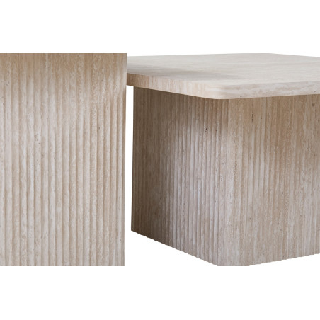Set de 2 tables basses BAMBOU en décor travertin beige