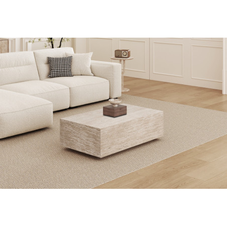 Table basse 120 x 70 cm JACINTHE en décor travertin beige