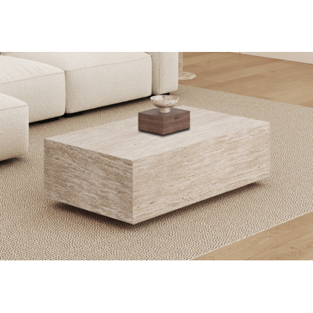 Table basse 120 x 70 cm JACINTHE en décor travertin beige