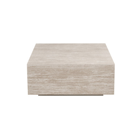 Table basse 90 x 90 cm JONQUILLE en décor travertin beige
