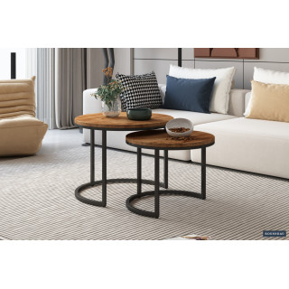 Set de 2 tables basses GALET en manguier massif