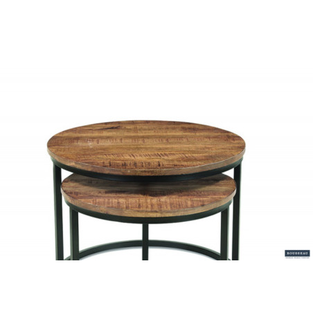 Set de 2 tables basses GALET en manguier massif