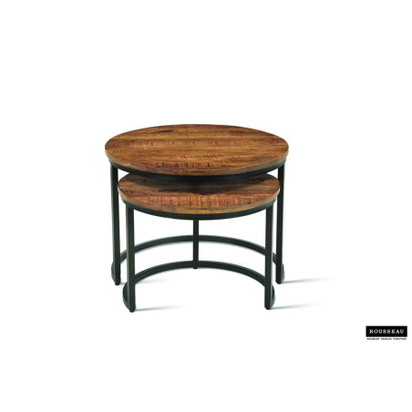 Set de 2 tables basses GALET en manguier massif