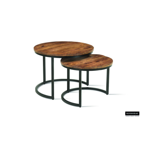 Set de 2 tables basses GALET en manguier massif