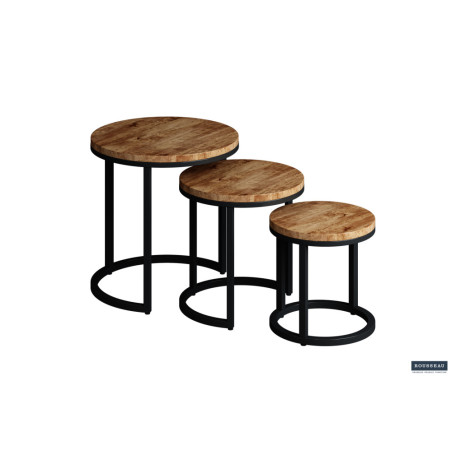 Set de 3 tables d'appoint PRALINE en manguier massif