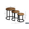 Set de 3 tables d'appoint PRALINE en manguier massif