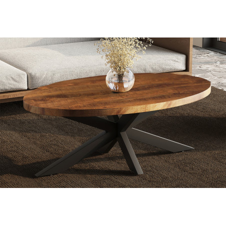 Table basse ovale 130 x 70 cm MAGNOLIA en manguier massif