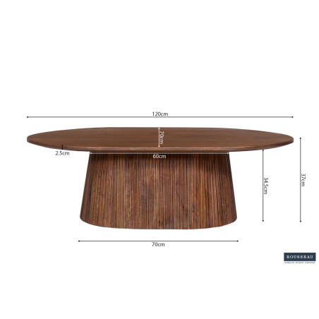 Table basse ovale 120 cm MANGALA en manguier massif