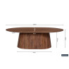 Table basse ovale 120 cm MANGALA en manguier massif