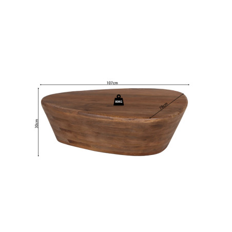 Table basse 107 x 78 cm EBENE en manguier massif