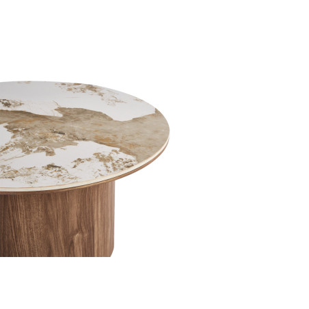 Table basse ronde 80 cm EVIANE plateau en pierre frittée