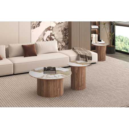 Table d'appoint 45 cm EVIANE plateau en pierre frittée