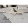 Table basse ovale 130 x 70 cm NACRE plateau en pierre frittée