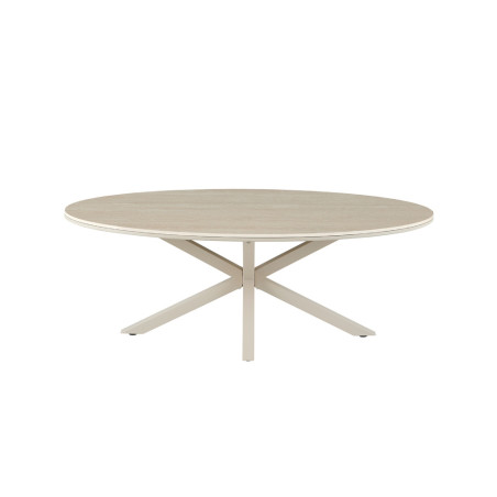 Table basse ovale 130 x 70 cm NACRE plateau en pierre frittée