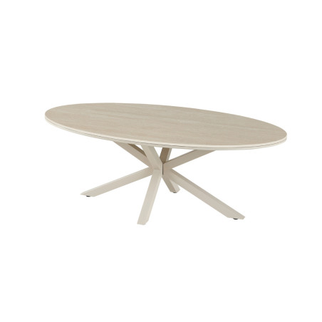Table basse ovale 130 x 70 cm NACRE plateau en pierre frittée