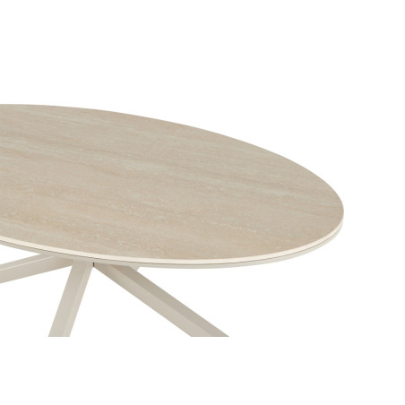 Table basse ovale 130 x 70 cm NACRE plateau en pierre frittée