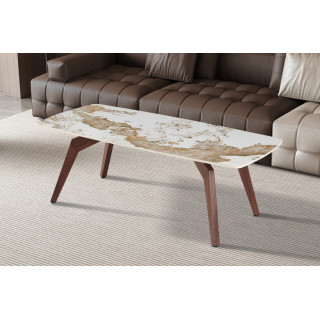 Table basse 120 x 60 cm AMBRETTE plateau en pierre frittée