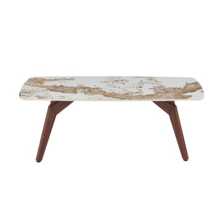 Table basse 120 x 60 cm AMBRETTE plateau en pierre frittée