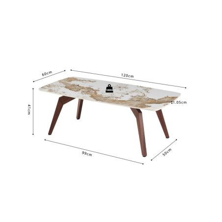Table basse 120 x 60 cm AMBRETTE plateau en pierre frittée