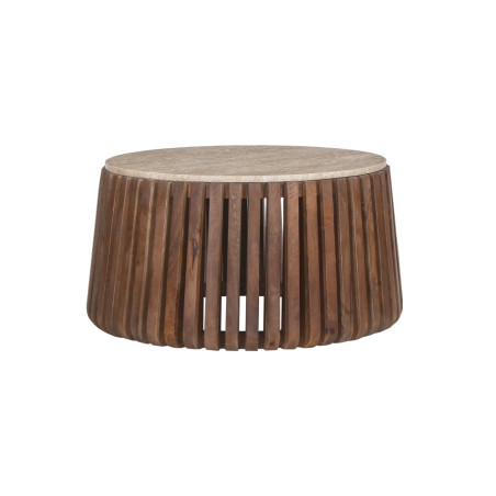 Table basse ronde 70 cm LUZERNE plateau en travertin