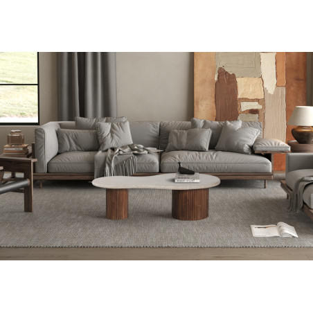 Table basse 120 cm MILLET plateau en travertin