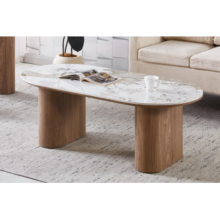 Table basse 120 x 60 cm EVIANE plateau en pierre frittée