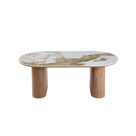 Table basse 120 x 60 cm EVIANE plateau en pierre frittée