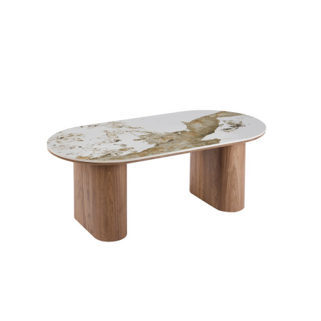 Table basse 120 x 60 cm EVIANE plateau en pierre frittée